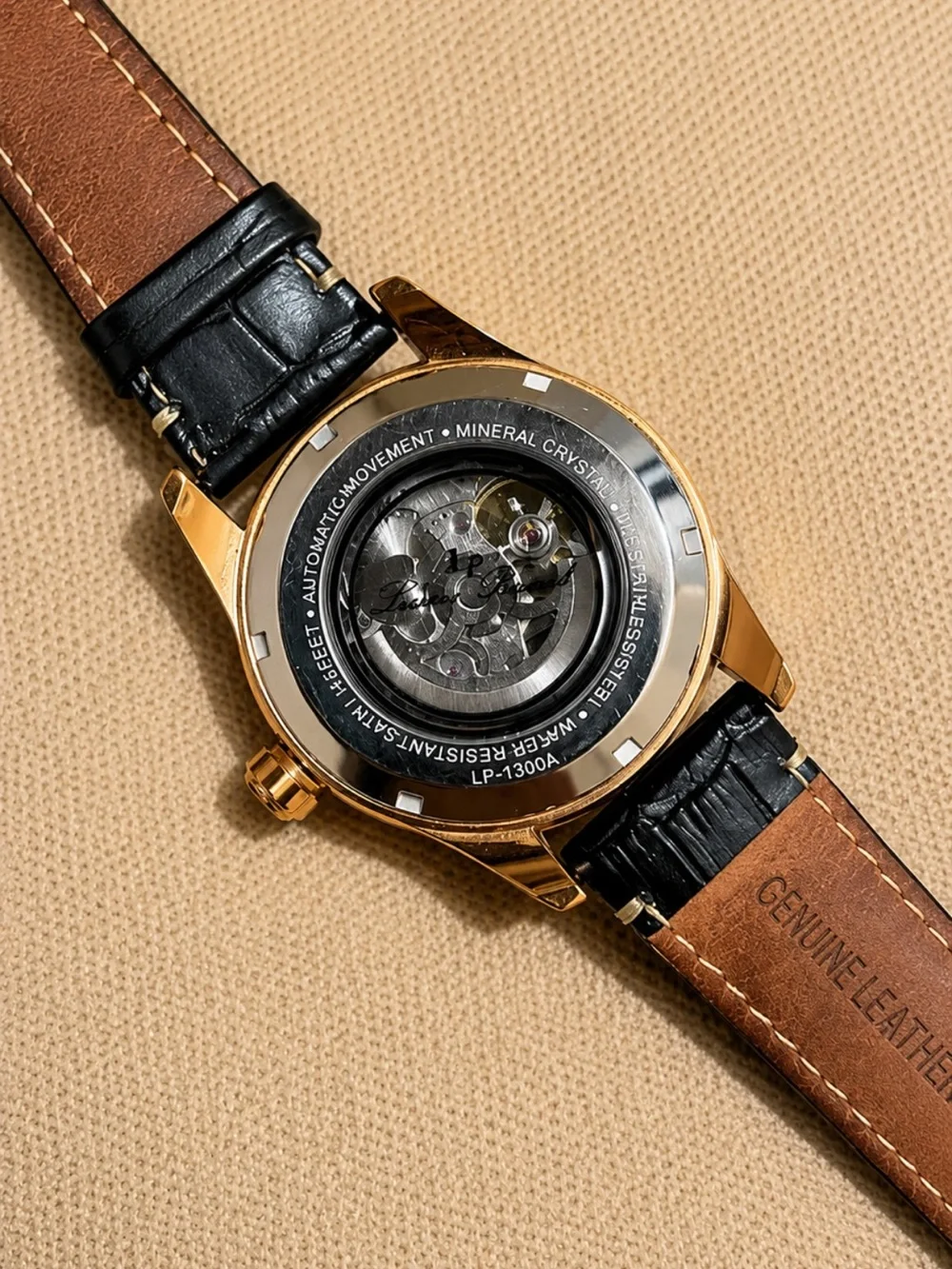 Lucien Piccard LP-1300A Men’s Automatic Skeleton Watch Luxury Dress Watch